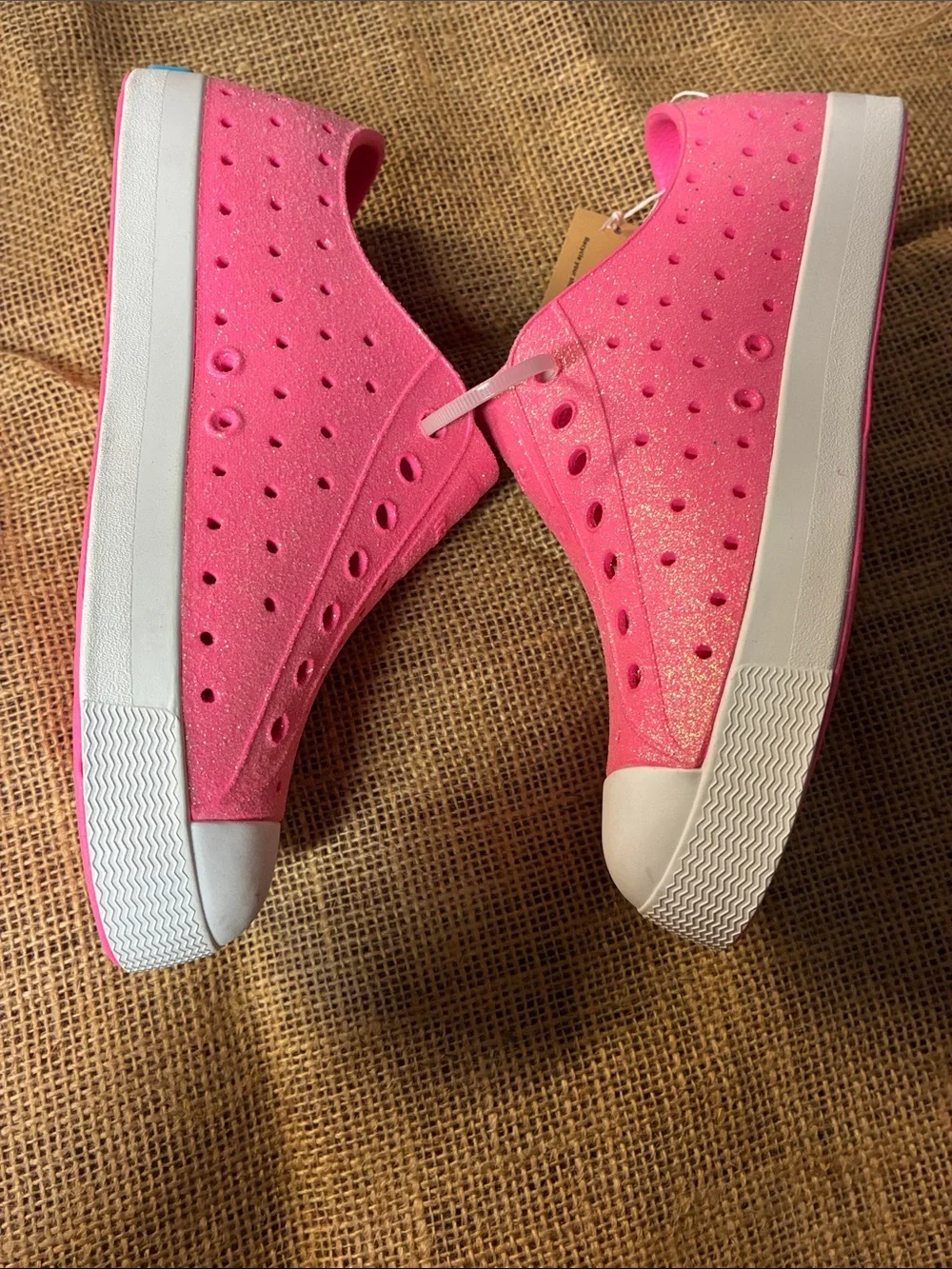 Pink glitter Native Jefferson Bling rubber shoes